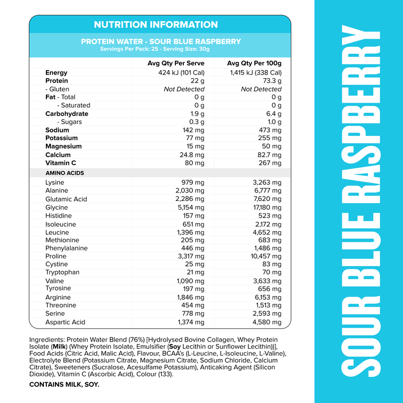 PROTEIN WATER - Sour Blue Raspberry - 25 serves-Protein Waters-MNSUPPS0380-9359054002784-3-Muscle Nation