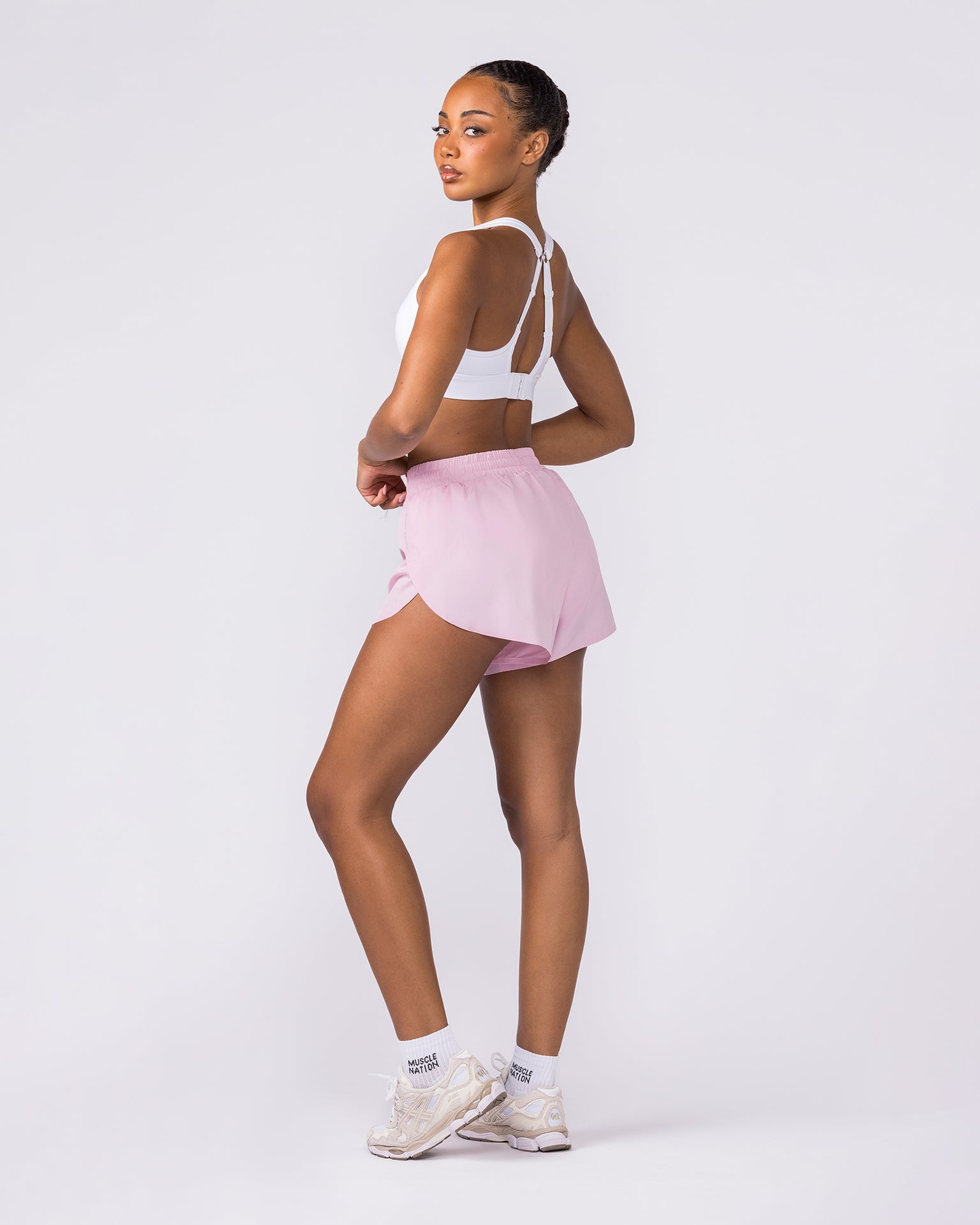 Pace High-Waisted Run Shorts - Blossom-Shorts-XXS-032649BLM-XXS-MNAPPRL49341-8-Muscle Nation