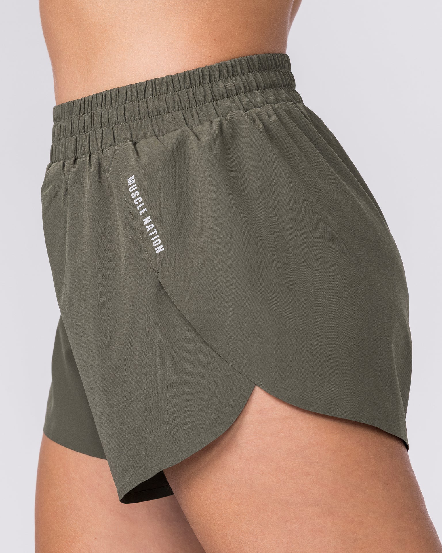 Pace High-Waisted Run Shorts - Dark Khaki-Shorts-XXS-032649DKHAKI-XXS-MNAPPRL49332-5-Muscle Nation