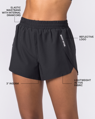 Pace High-Waisted Run Shorts - Black-Shorts-XXS-032649BLK-XXS-MNAPPRL49323-2-Muscle Nation