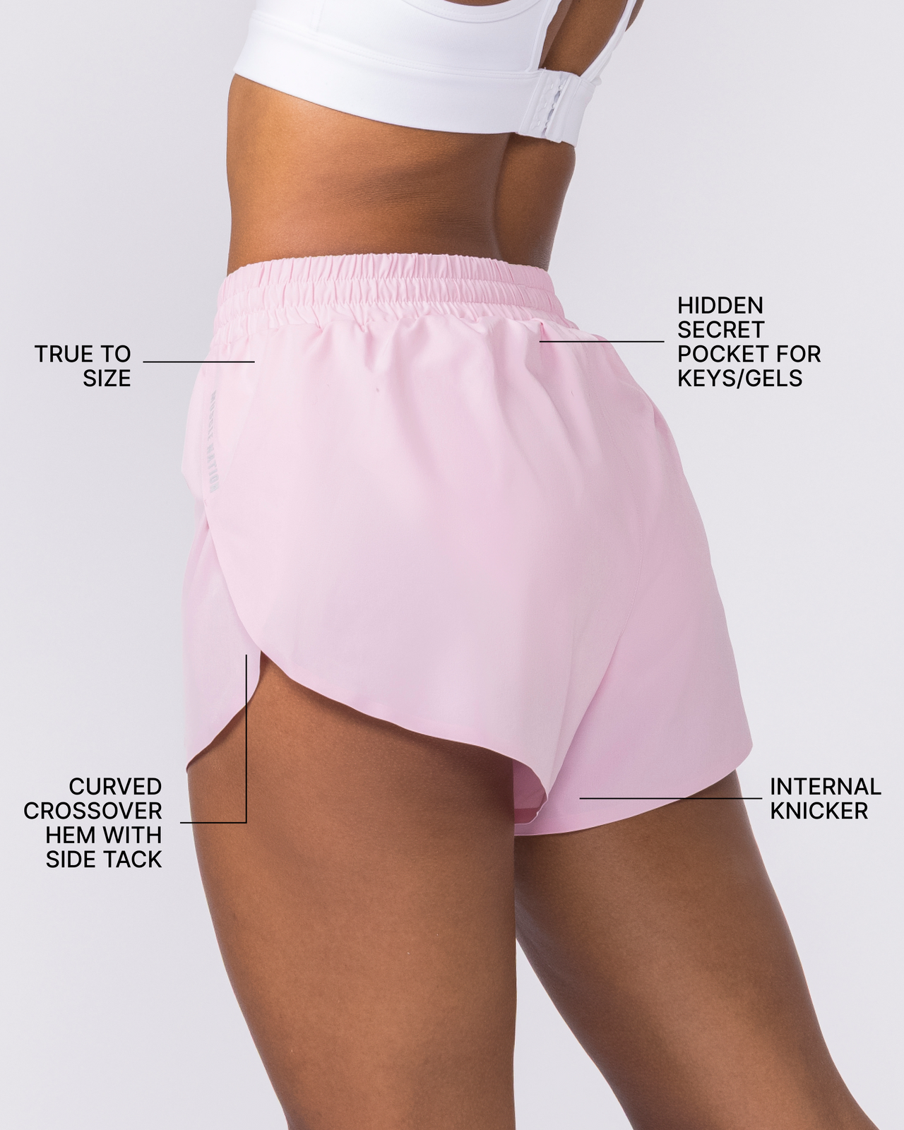 Pace High-Waisted Run Shorts - Blossom-Shorts-XXS-032649BLM-XXS-MNAPPRL49341-4-Muscle Nation