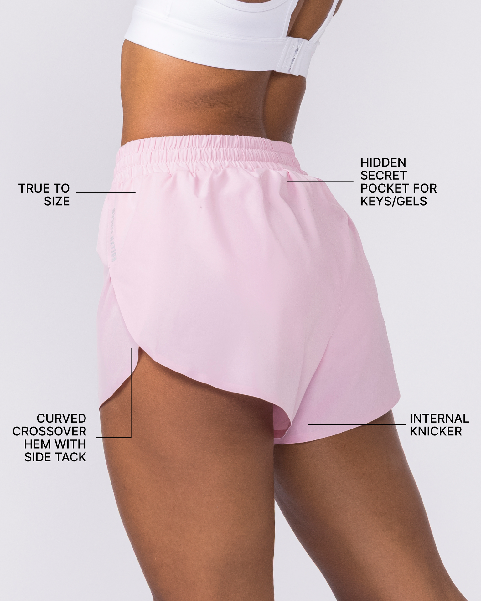 Pace High-Waisted Run Shorts - Blossom-Shorts-XXS-032649BLM-XXS-MNAPPRL49341-4-Muscle Nation