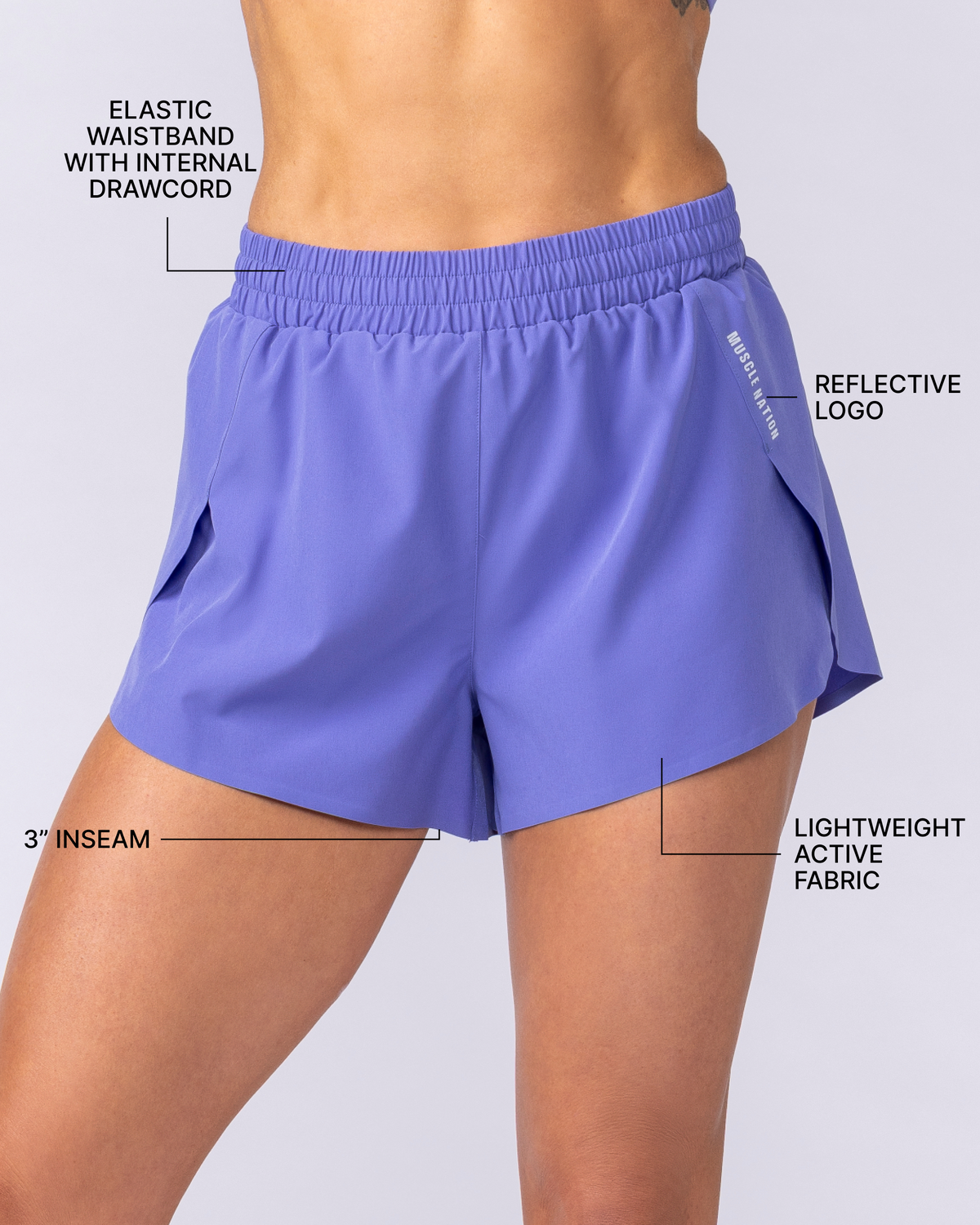 Pace 3" High-Waisted Run Shorts - Blueberry
