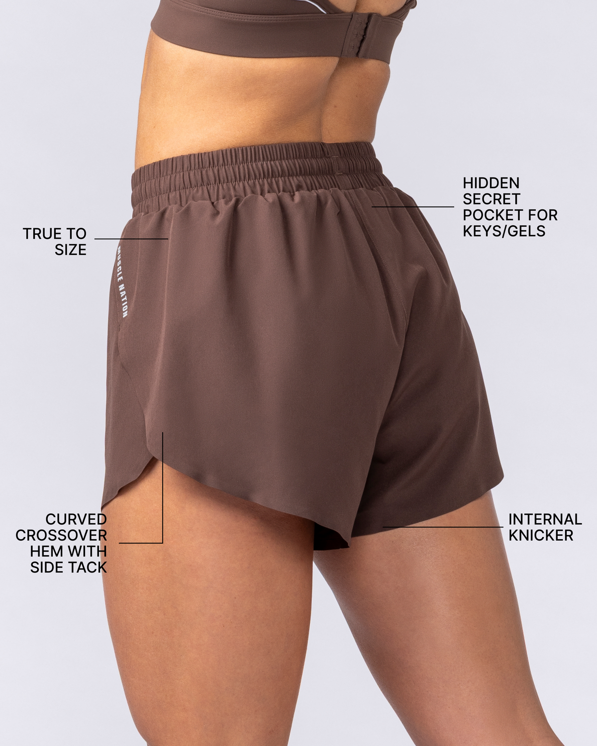 Pace 3" High-Waisted Run Shorts - Chestnut