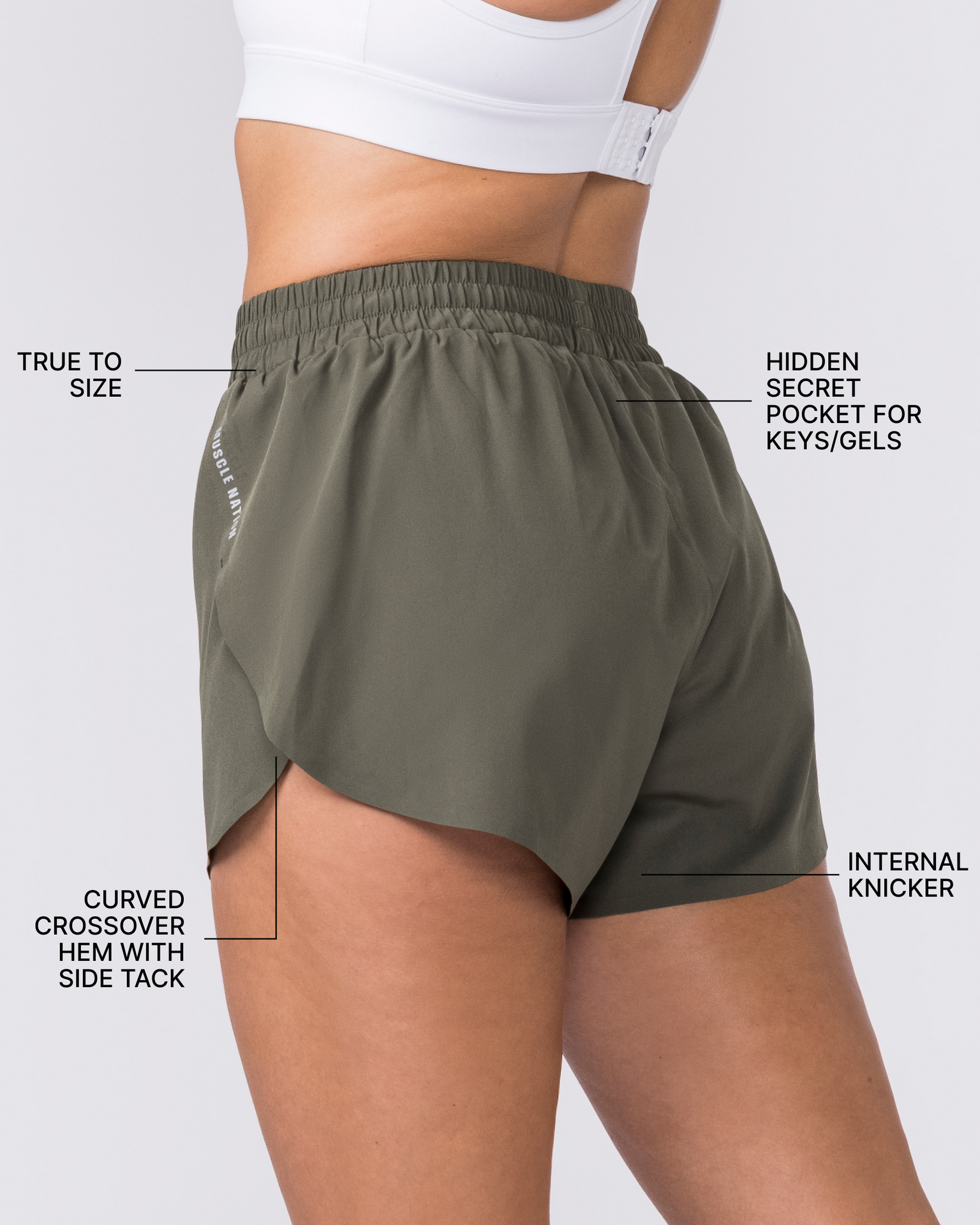 Pace High-Waisted Run Shorts - Dark Khaki
