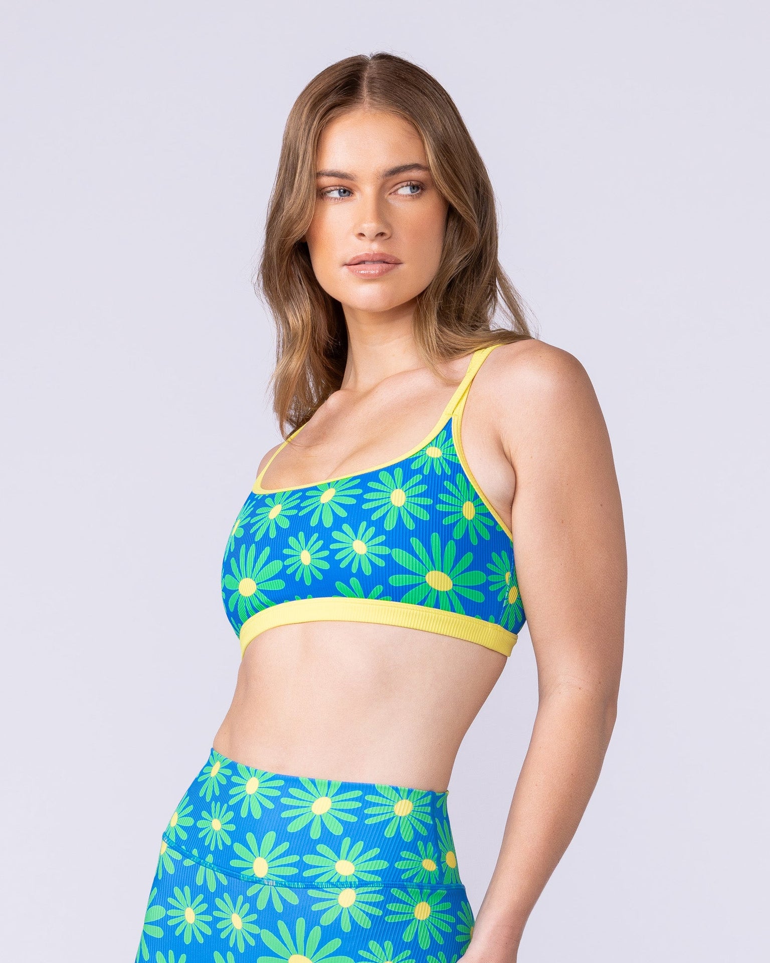 Pace It Rib Bra - Malibu Petals-Sports Bras-XXS-112501MPE-XXS-MNAPPRL46362-4-Muscle Nation