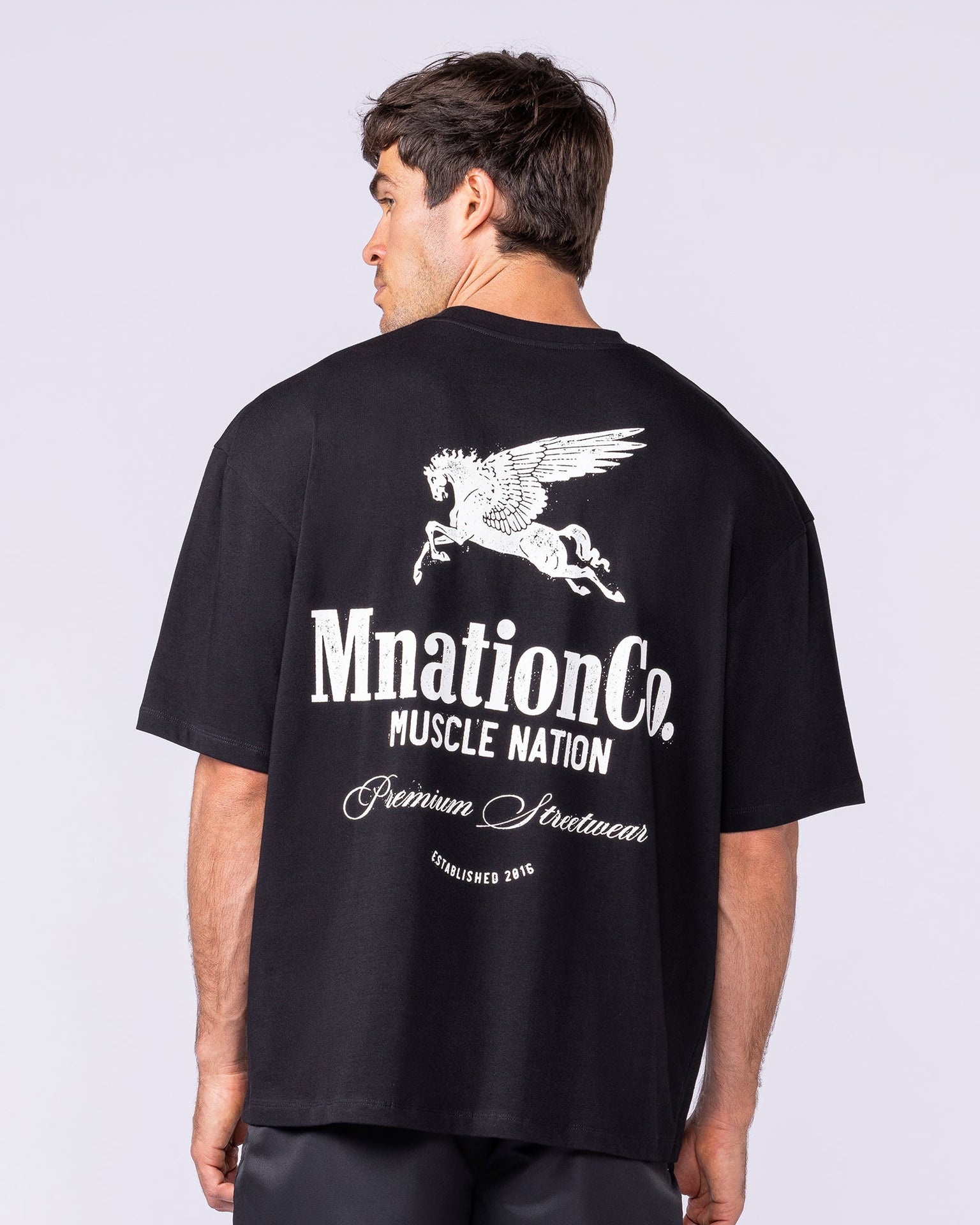 Pegasus Oversized Tee - Black-T-Shirts-XS-1125183BLK-XS-MNAPPRL47671-3-Muscle Nation