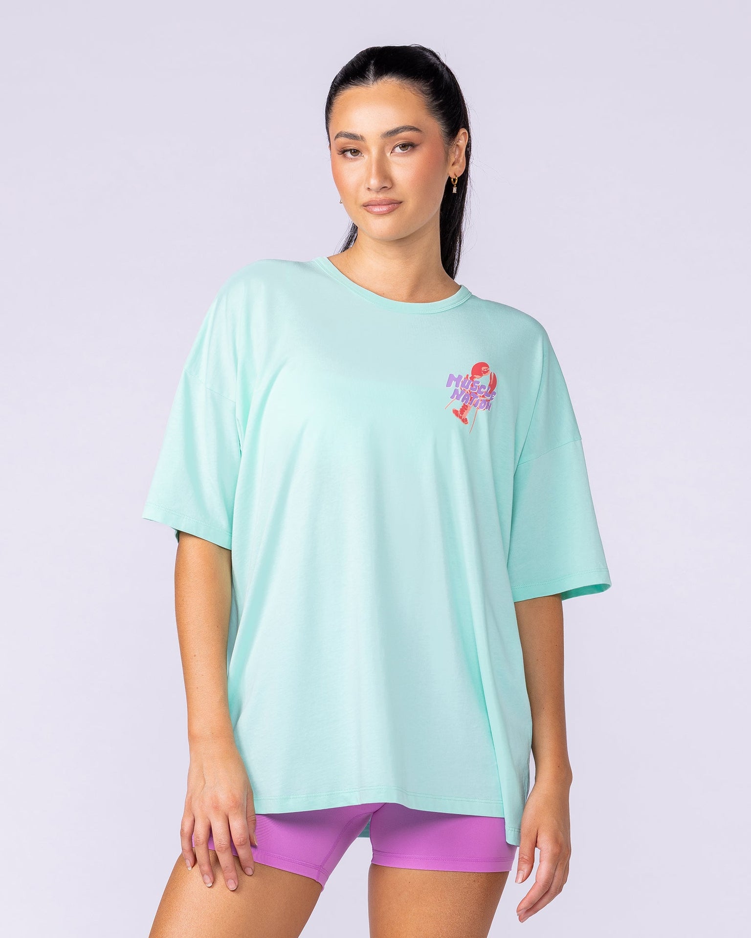 Pinchy Oversized Tee - Spearmint-T-Shirts-XXS-112549SPMNT-XXS-MNAPPRL46389-2-Muscle Nation