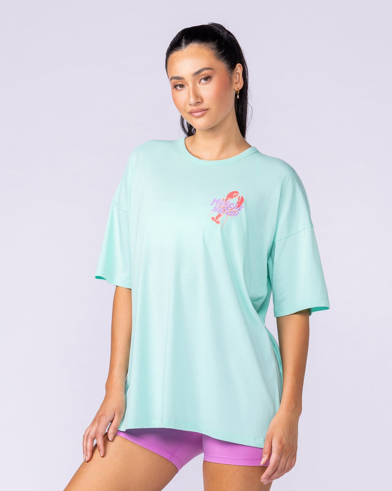 Pinchy Oversized Tee - Spearmint-T-Shirts-XXS-112549SPMNT-XXS-MNAPPRL46389-4-Muscle Nation
