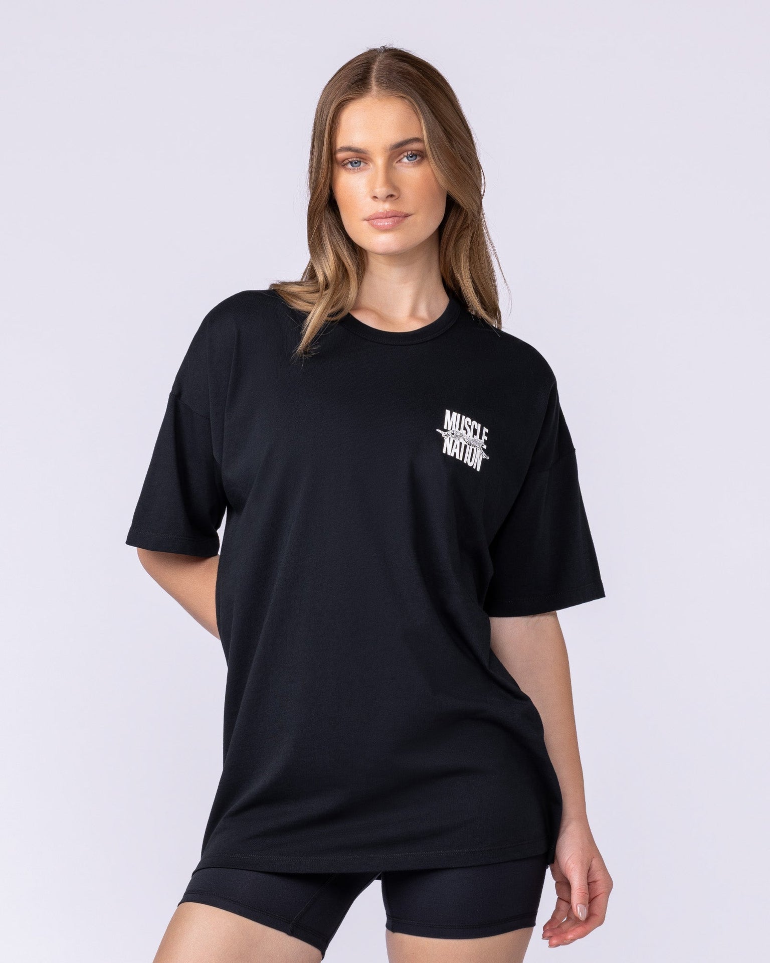 Pounce Oversized Tee - Black-T-Shirts-XXS-112515BLK-XXS-MNAPPRL46398-2-Muscle Nation