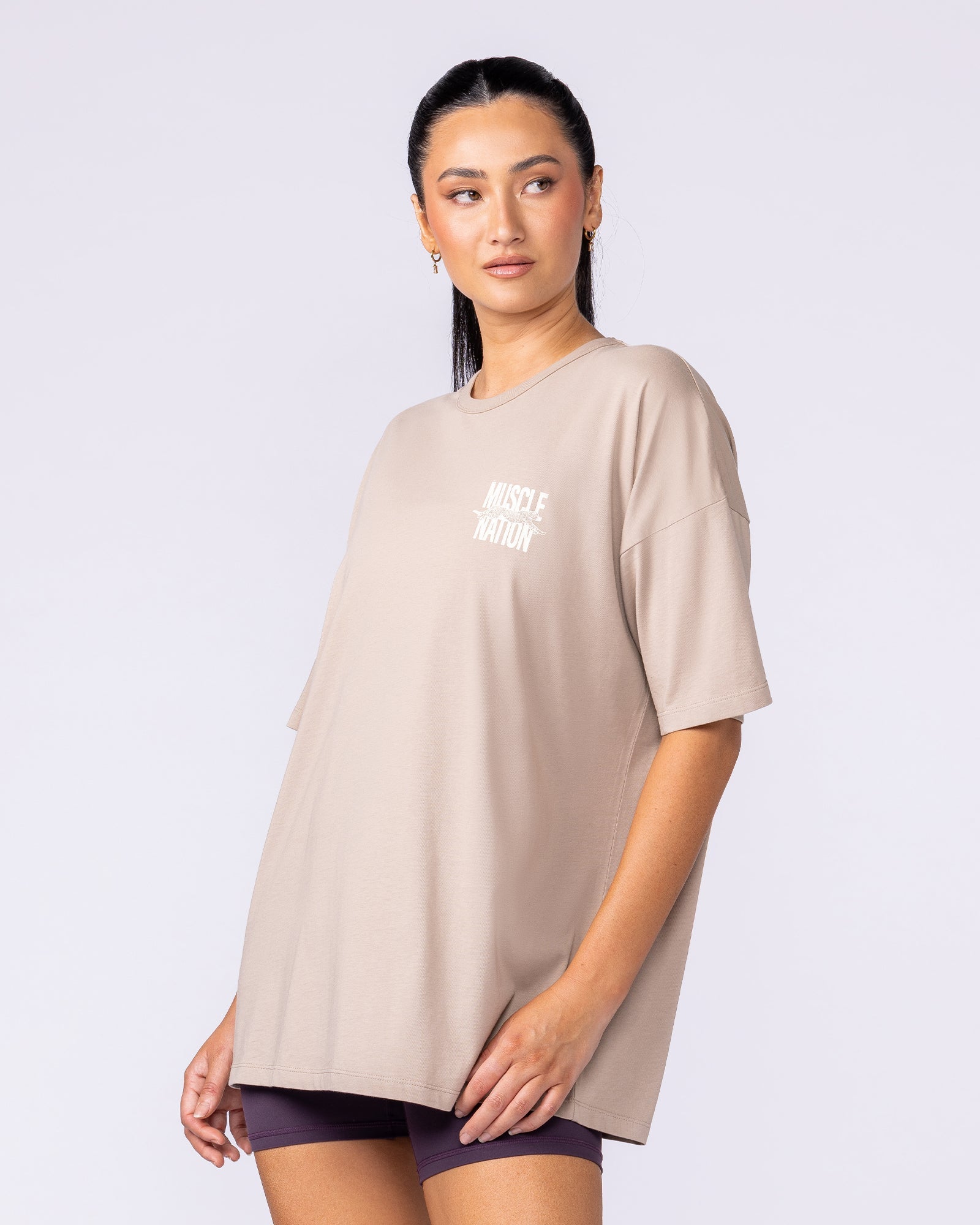 Pounce Oversized Tee - Sandstorm-T-Shirts-XXS-112515SDSTM-XXS-MNAPPRL46425-4-Muscle Nation