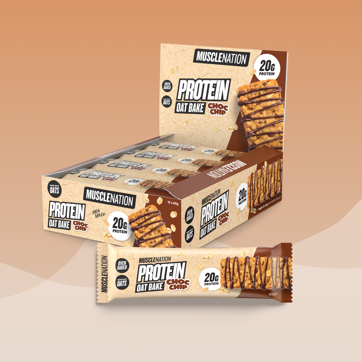 PROTEIN Oat Bake - Choc Chip - Box of 12-Protein Bars-MNSUPPS0395-19359054002163-1-Muscle Nation