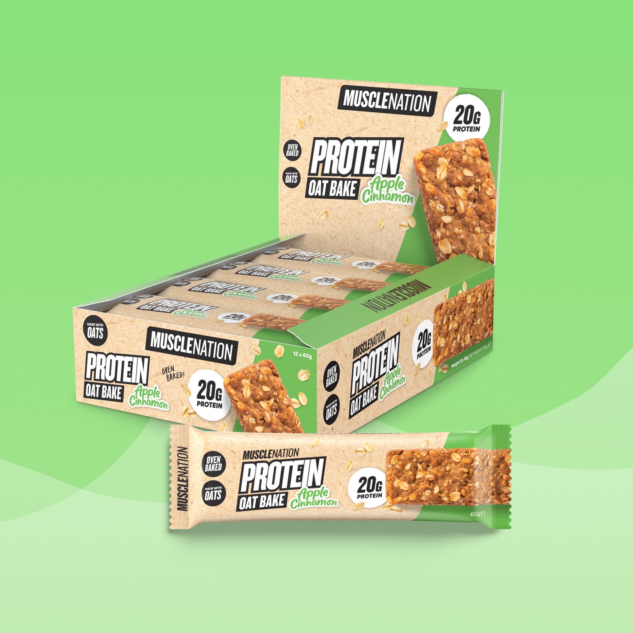 PROTEIN Oat Bake - Apple Cinnamon - Box of 12-Protein Bars-MNSUPPS0396-19359054002170-1-Muscle Nation
