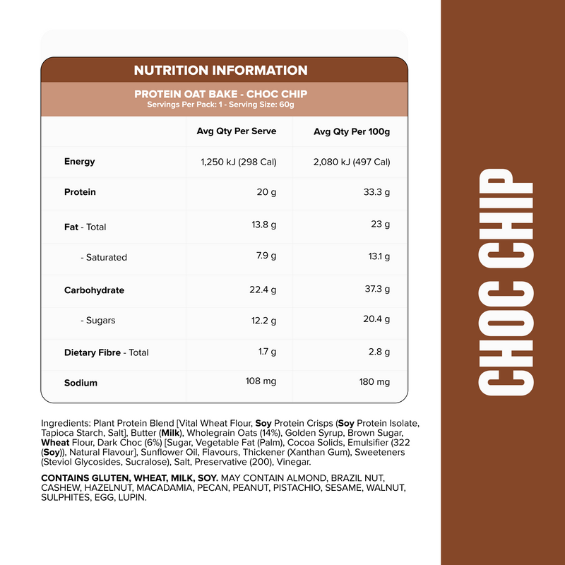 PROTEIN Oat Bake - Choc Chip - Box of 12-Protein Bars-MNSUPPS0395-19359054002163-2-Muscle Nation