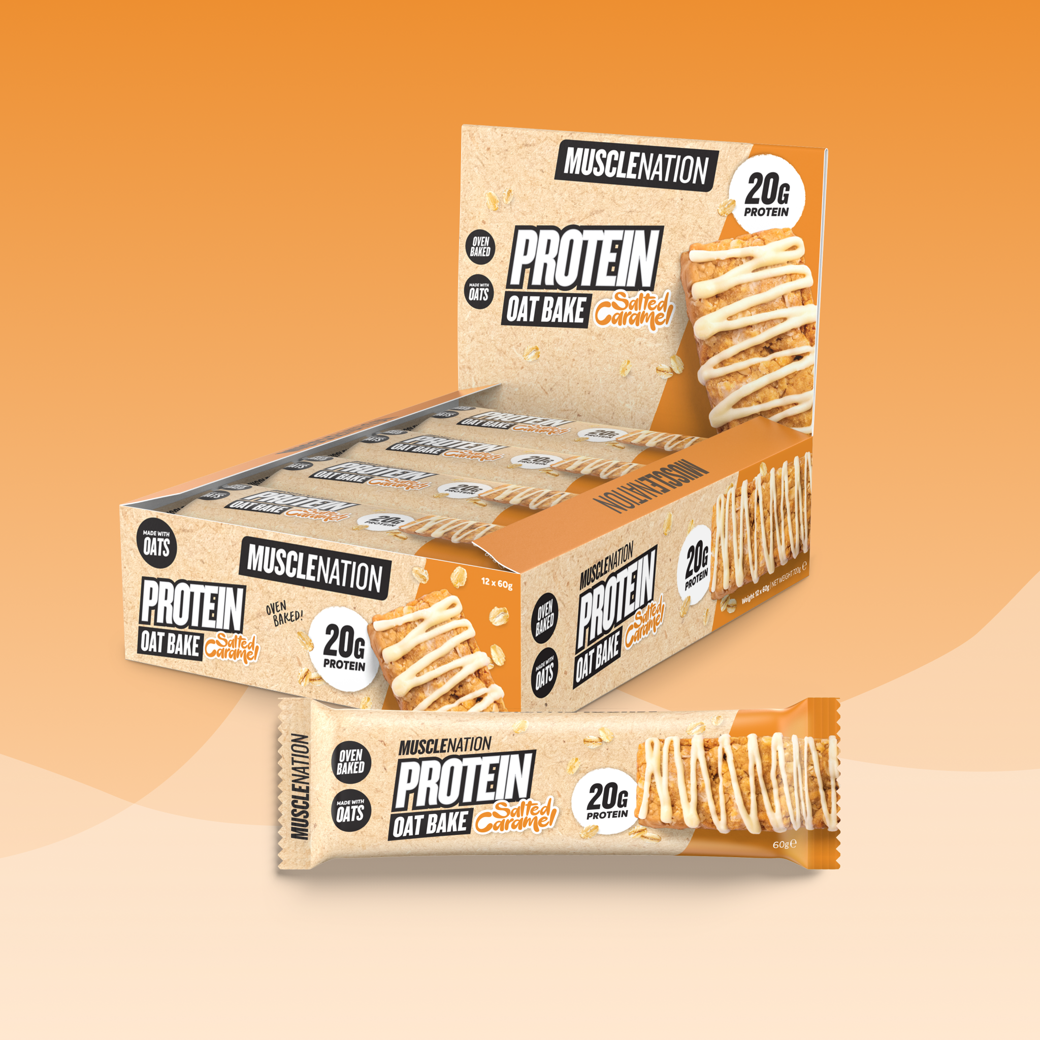 PROTEIN Oat Bake - Salted Caramel - Box of 12-Protein Bars-MNSUPPS0394-19359054002187-1-Muscle Nation