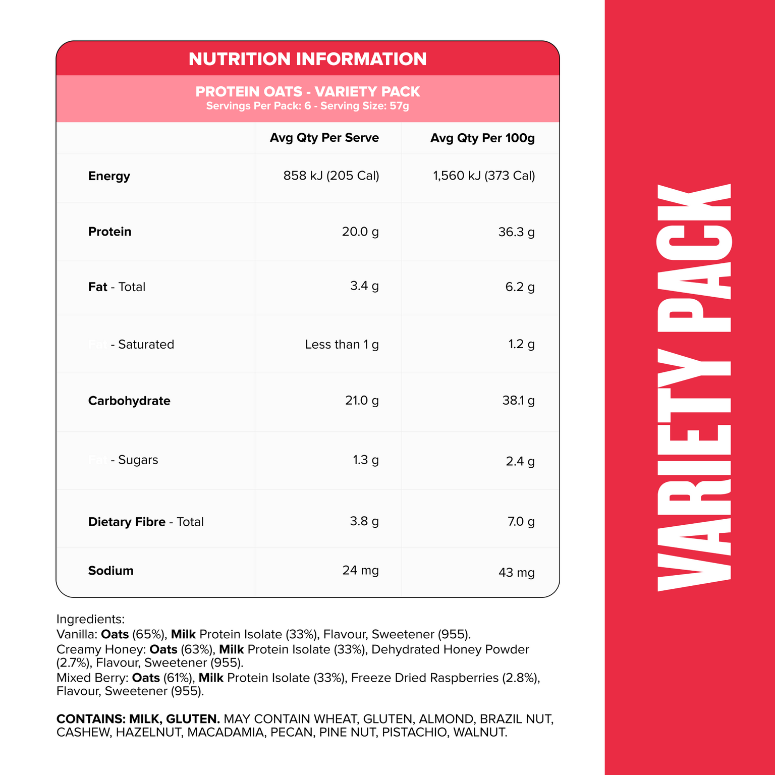 PROTEIN Quick Oats - Variety Packs - 6 Sachets-Protein Oats-MNSUPPS0392-9359054002111-2-Muscle Nation