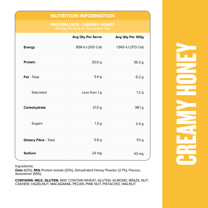 PROTEIN Quick Oats - Creamy Honey - 6 Sachets-Protein Oats-MNSUPPS0393-9359054002128-2-Muscle Nation