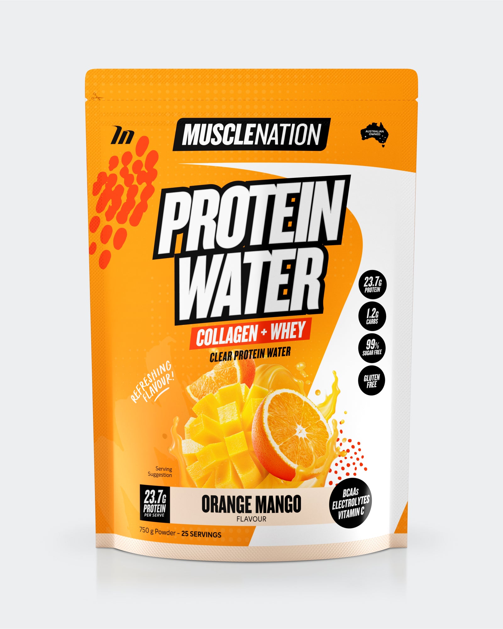 PROTEIN WATER - Orange Mango - 25 serves 750g-Protein Waters-MNSUPPS0332-9359054001305-4-Muscle Nation