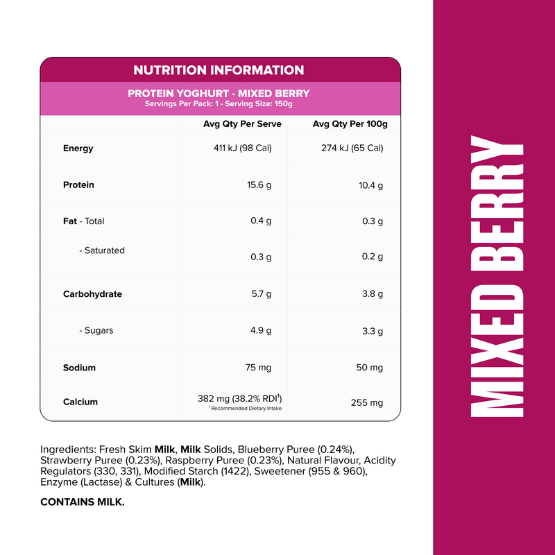 PROTEIN YOGHURT - Mixed Berry Pouch-Yoghurt-MNSUPPS0494-2-Muscle Nation