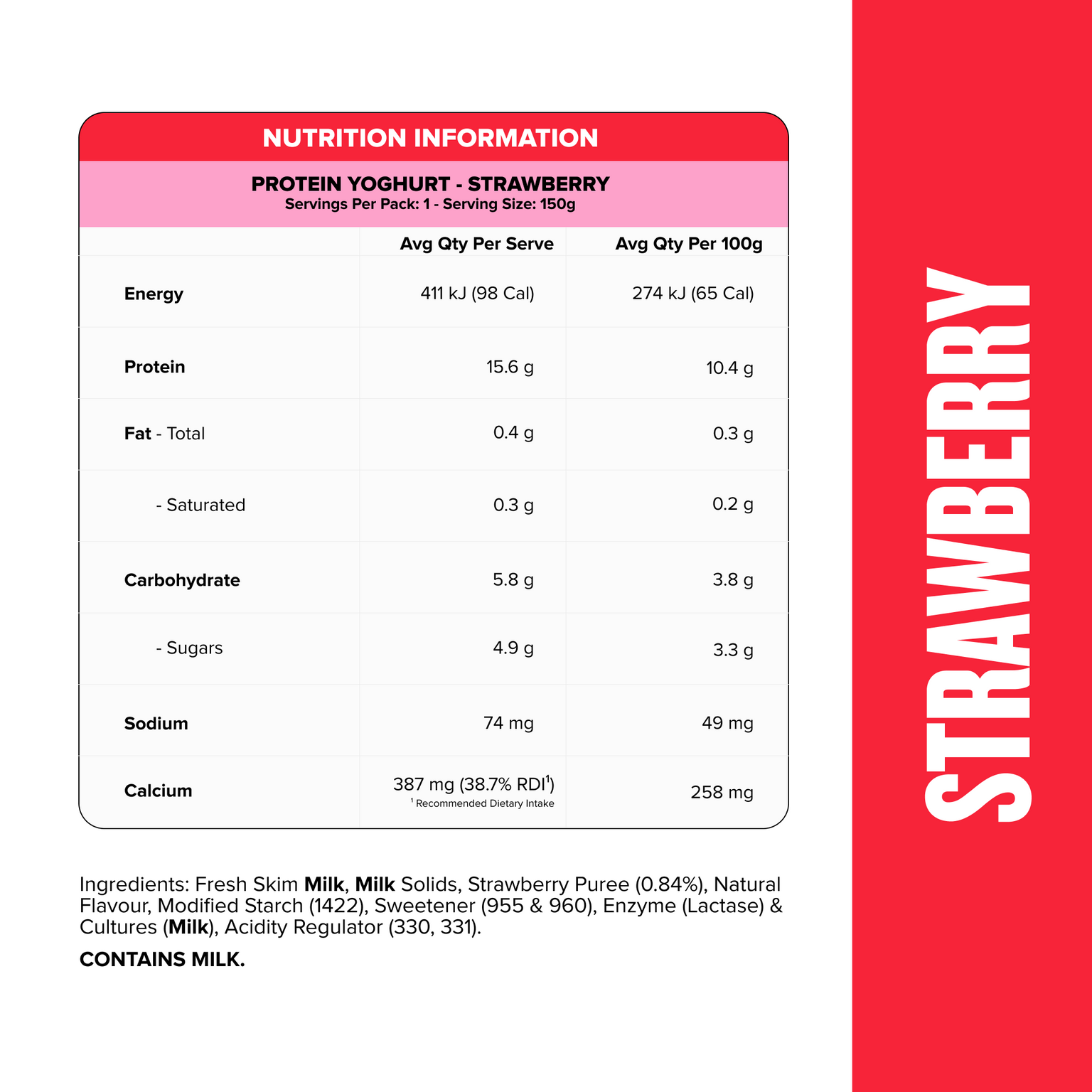 PROTEIN YOGHURT - Strawberry Pouch-Yoghurt-MNSUPPS0492-2-Muscle Nation