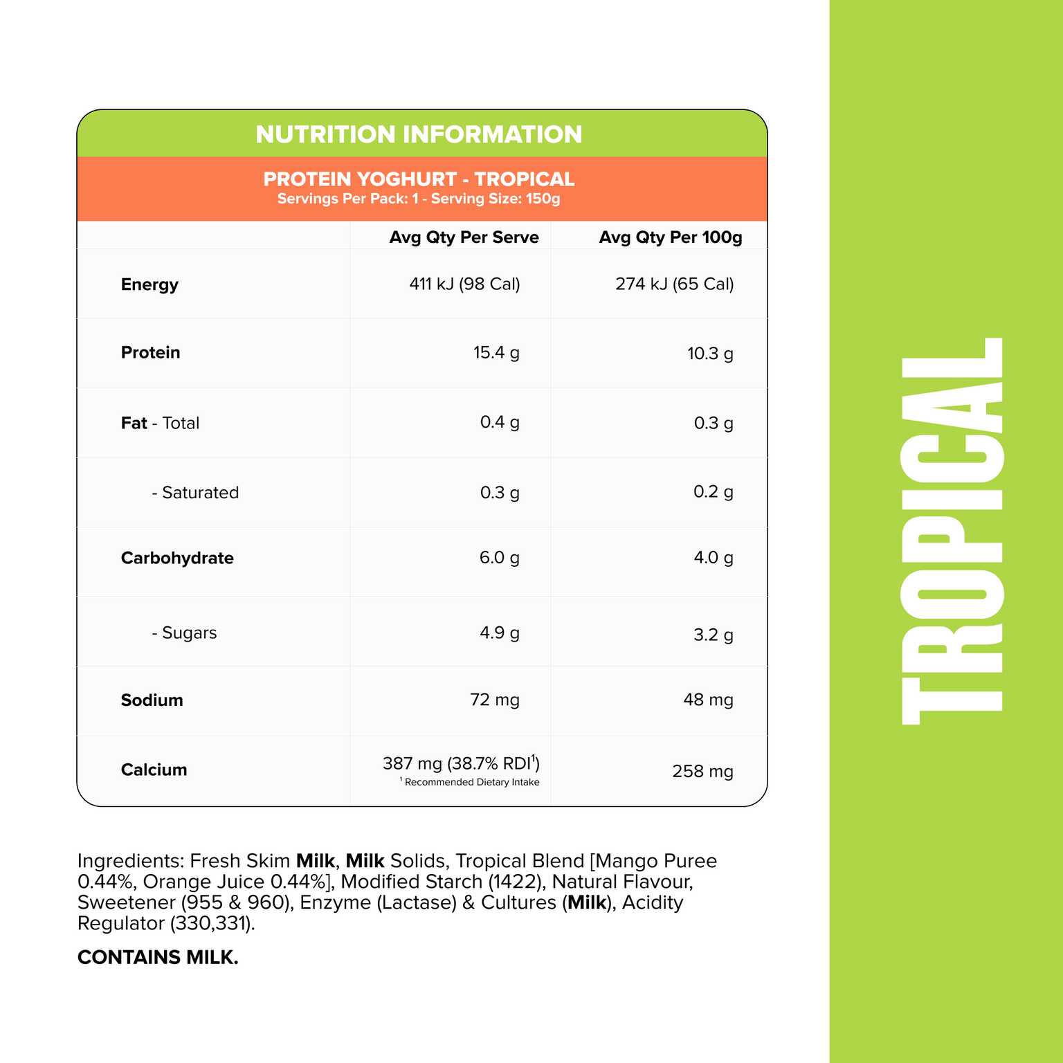 PROTEIN YOGHURT - Tropical Pouch-Yoghurt-MNSUPPS0491-2-Muscle Nation