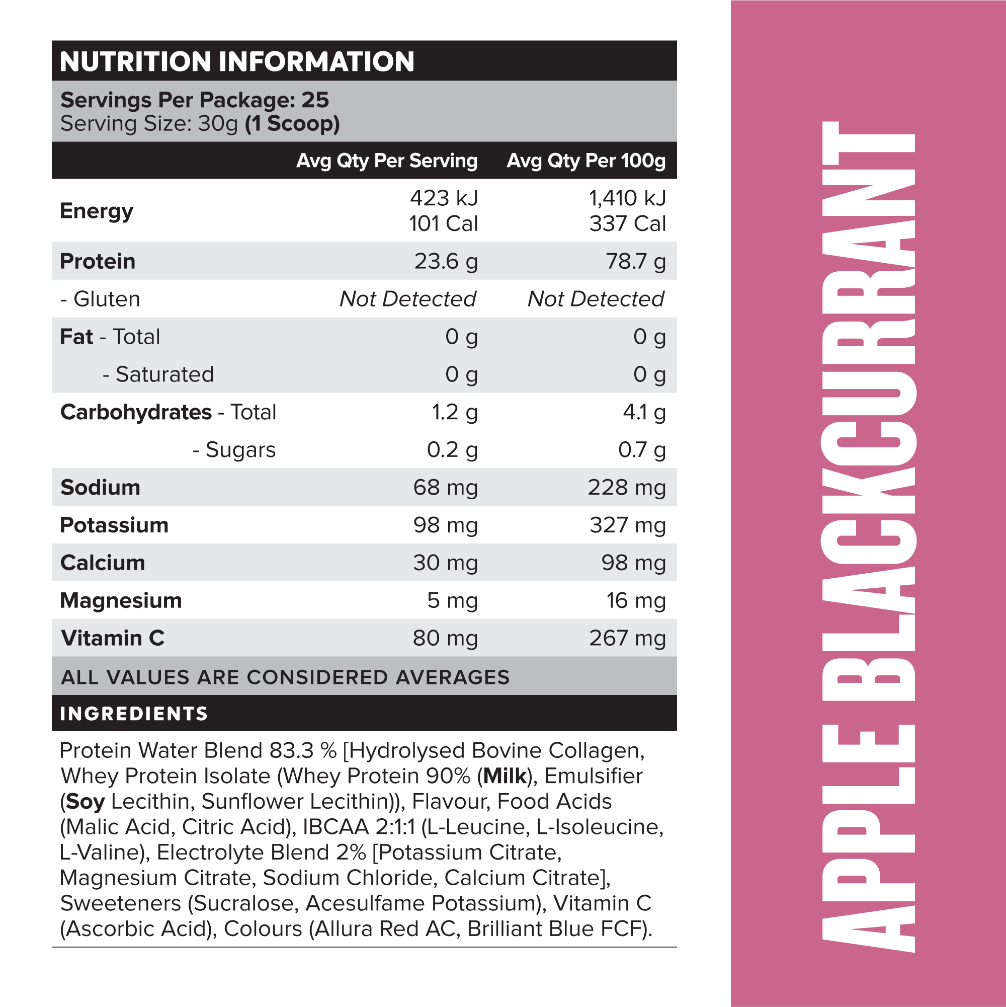 PROTEIN WATER - Apple Blackcurrant - 25 serves 750g-Protein Waters-MNSUPPS0236-9359054001220-2-Muscle Nation
