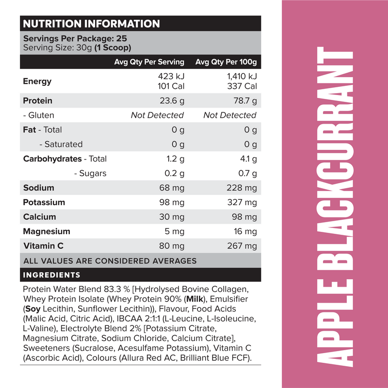 PROTEIN WATER - Apple Blackcurrant - 25 serves 750g-Protein Waters-MNSUPPS0236-9359054001220-2-Muscle Nation