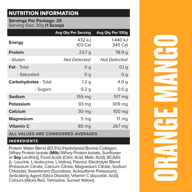 PROTEIN WATER - Orange Mango - 25 serves 750g-Protein Waters-MNSUPPS0332-9359054001305-2-Muscle Nation