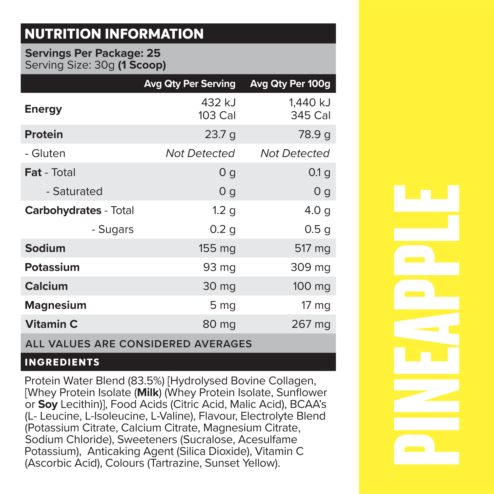 PROTEIN WATER - Pineapple - 25 serves 750g-Protein Waters-MNSUPPS0330-9359054001282-3-Muscle Nation