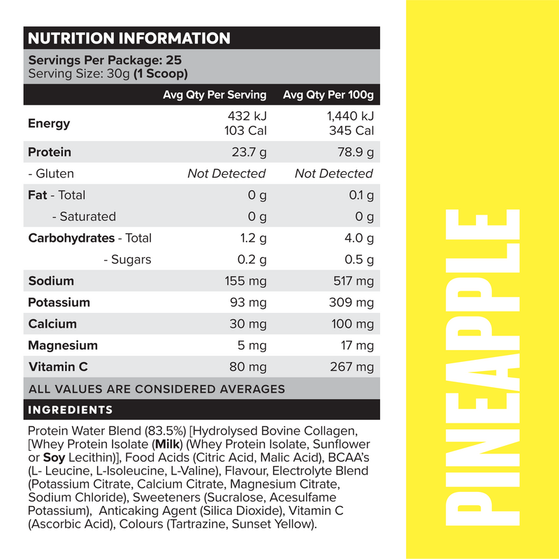 PROTEIN WATER - Pineapple - 25 serves 750g-Protein Waters-MNSUPPS0330-9359054001282-3-Muscle Nation