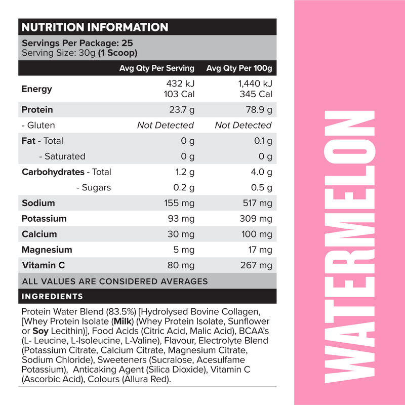 PROTEIN WATER - Watermelon - 25 serves 750g-Protein Waters-MNSUPPS0329-9359054001275-3-Muscle Nation