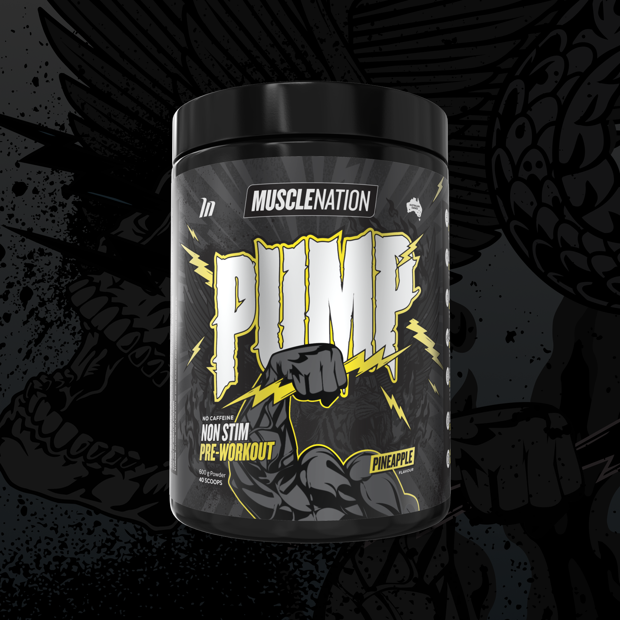 PUMP Pre-Workout Caffeine Free - Pineapple - 40 serves-Pre-Workouts-MNSUPPS0405-9359054003019-1-Muscle Nation