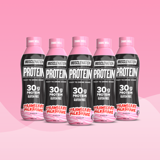 Protein Shake RTD - Strawberry Milkshake 400ml Bottle (6 Pack)-MNSUPPS0364-19359054001784-1-Muscle Nation