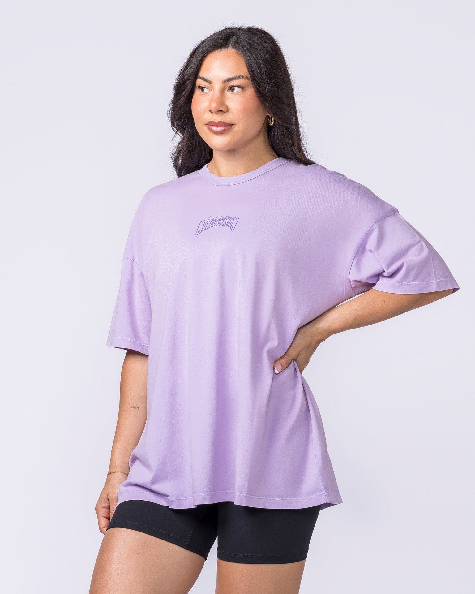 Rated R Oversized Vintage Tee Washed Lavender - Muscle Nation women's gym tee, view 4
