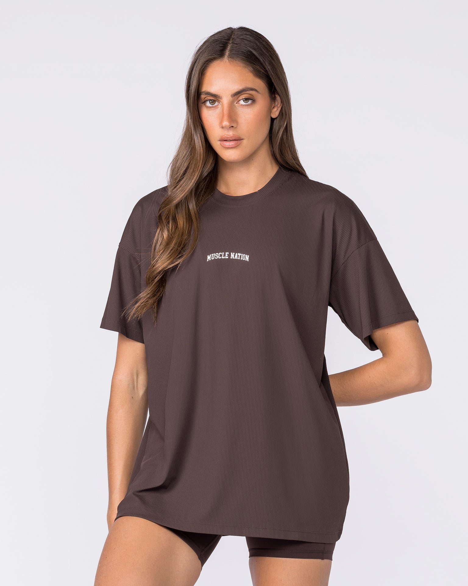 Relaxed Rib Training Tee - Cocoa-T-Shirts-XXS-032612COCOA-XXS-MNAPPRL49215-1-Muscle Nation