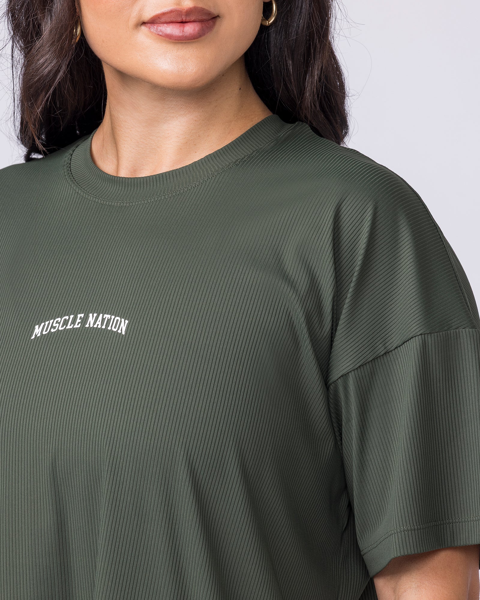 Relaxed Rib Training Tee - Dark Eucalyptus-T-Shirts-XXS-022614DEUYPTS-XXS-MNAPPRL48596-2-Muscle Nation