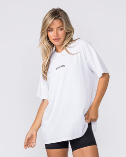 Relaxed Rib Training Tee White - Muscle Nation women's gym tee