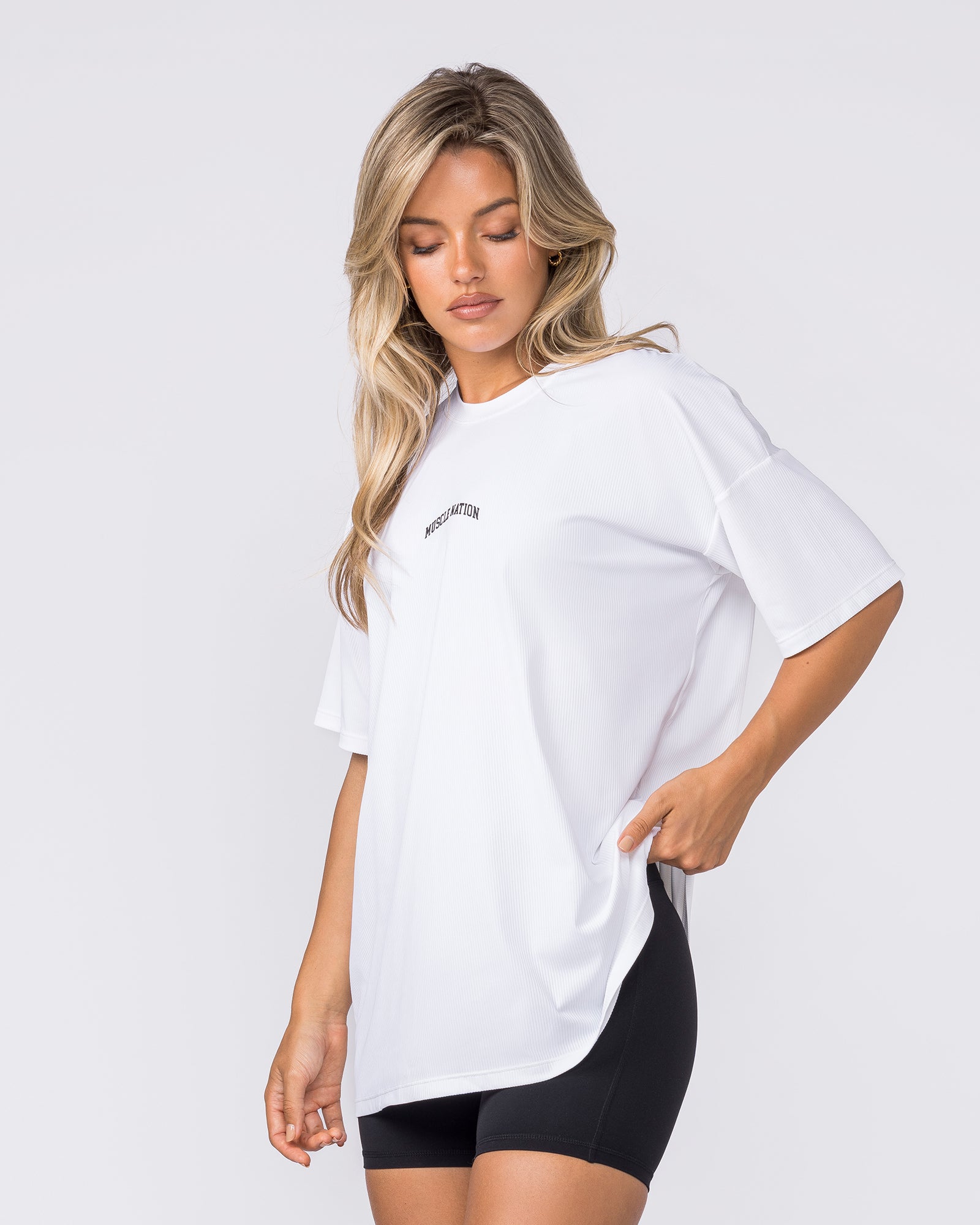 Relaxed Rib Training Tee - White-T-Shirts-XXS-082424WHT-XXS-MNAPPRL32271-4-Muscle Nation