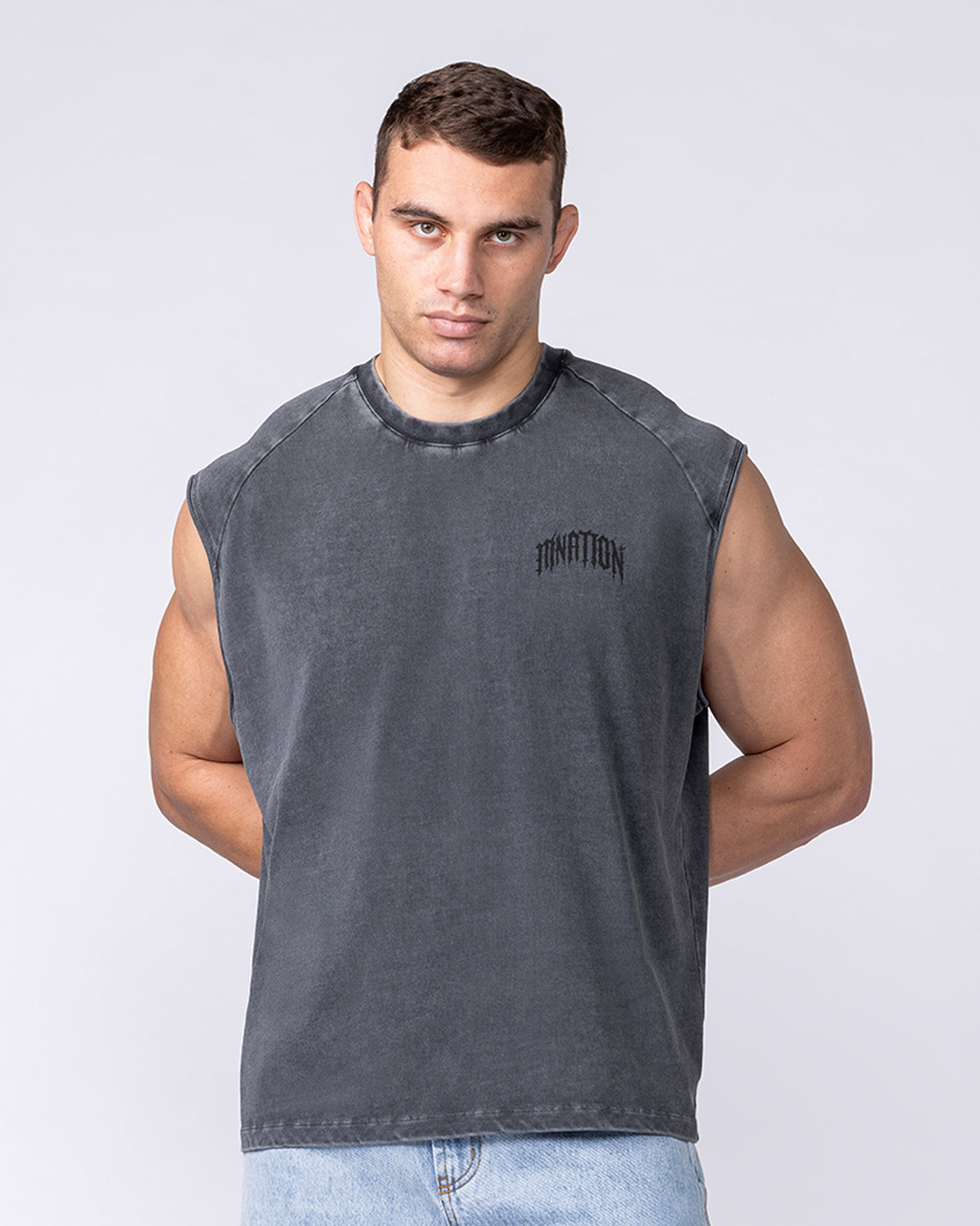 Relic Raglan Boxy Muscle Tank - Washed Black