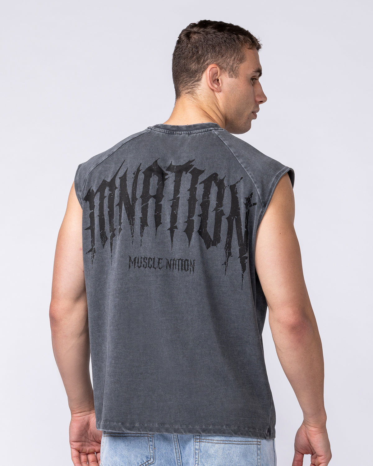 Relic Raglan Boxy Muscle Tank - Washed Black