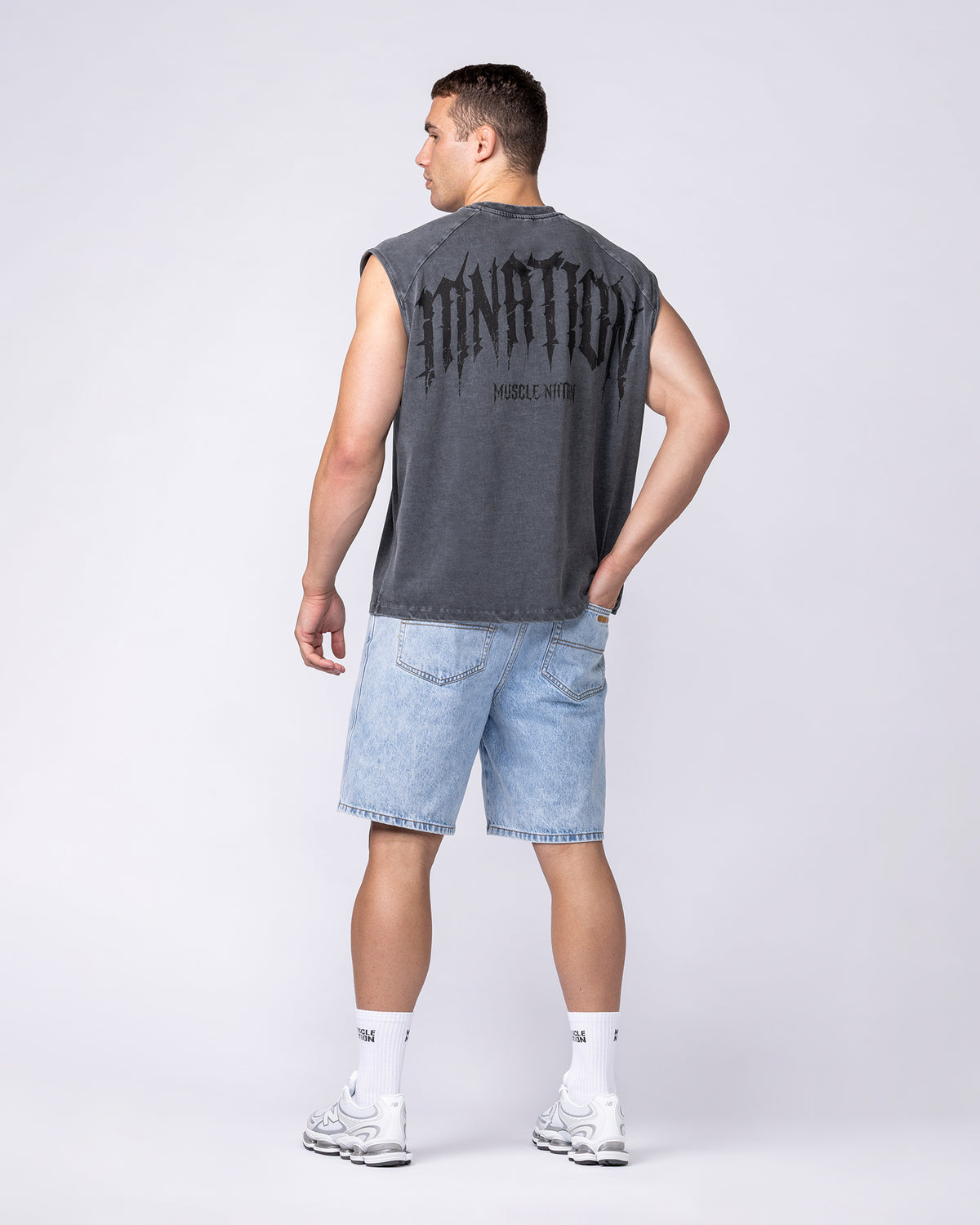 Relic Raglan Boxy Muscle Tank - Washed Black