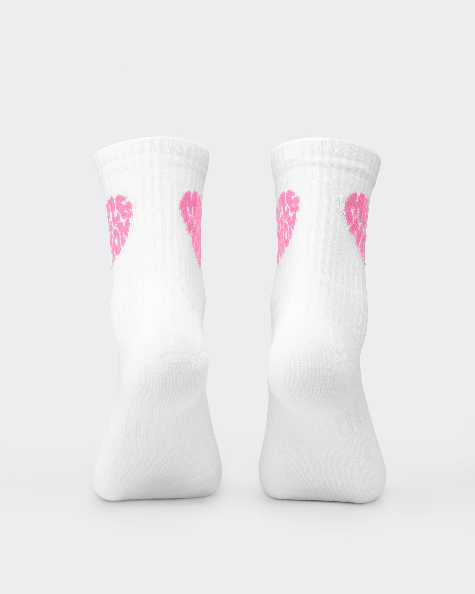 Womens Heart Crew Sock (2x Pack) - White / White-Socks-Hollywood Pink Salsa Multi-ACC022570HPSLSAM-ONE-MNAPPRL42439-3-Muscle Nation