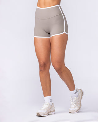 Retro Rib Shorty Shorts - Oat / White