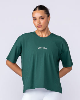 Rib Boxy Training Tee - Evergreen-Tops-XXS-112511EVEGRN-XXS-MNAPPRL45264-1-Muscle Nation