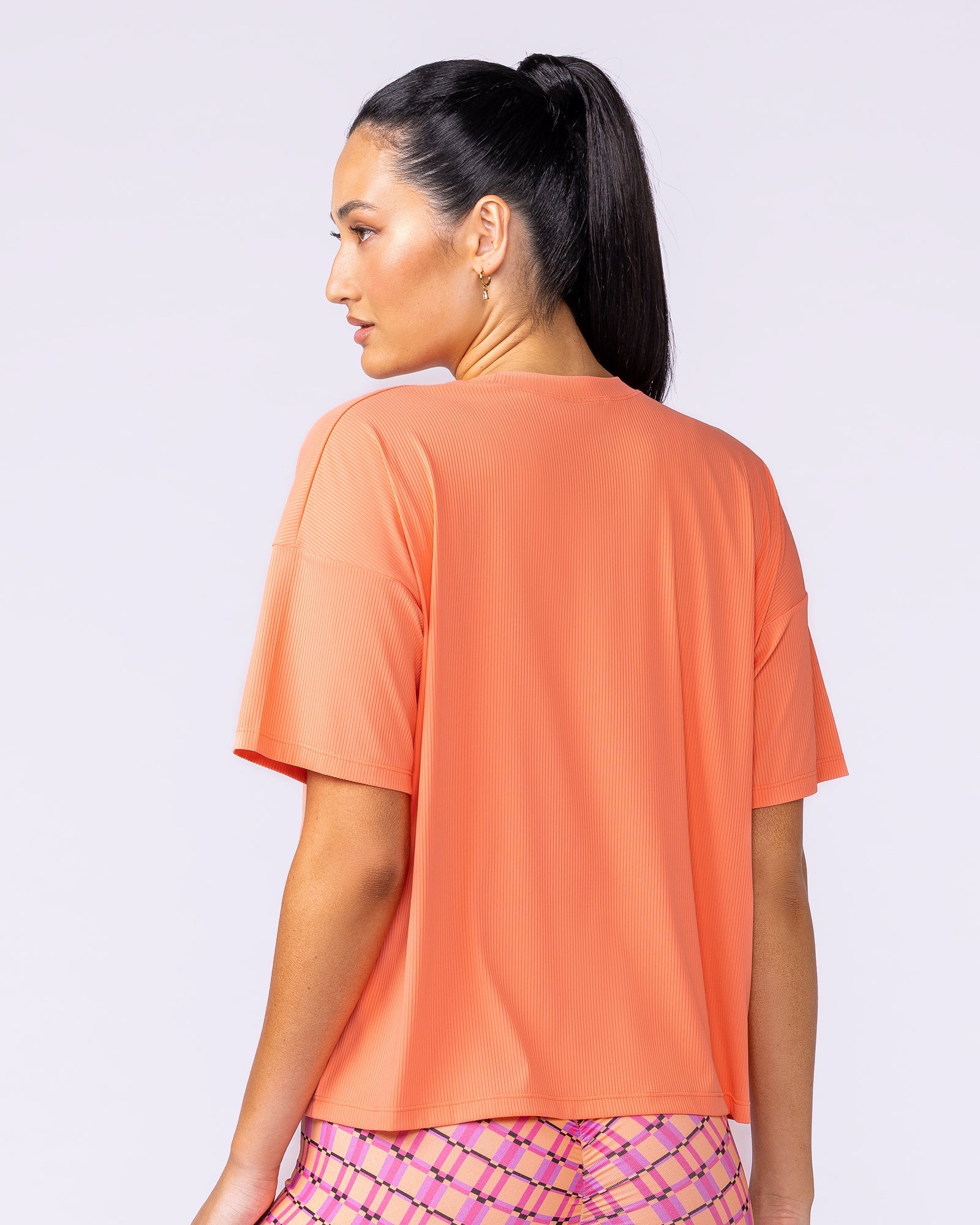Rib Boxy Training Tee - Peachy-Tops-XXS-112511PEACHY-XXS-MNAPPRL45273-2-Muscle Nation