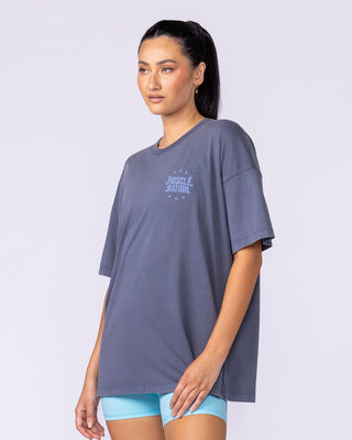 Womens Ringside Oversized Vintage Tee - Washed Atlantis-T-Shirts-XXS-112548WATLS-XXS-MNAPPRL45318-2-Muscle Nation