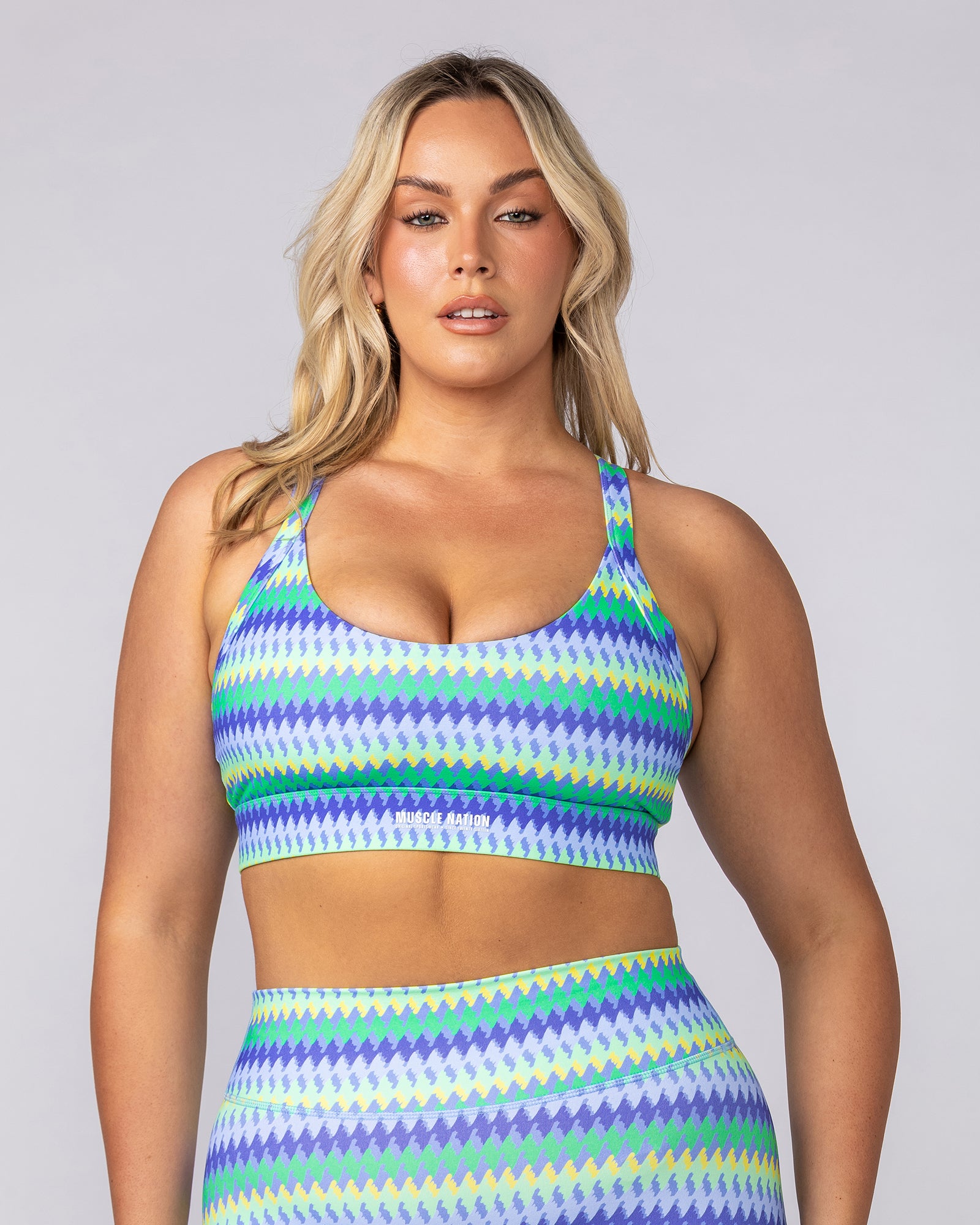 Rival Bra - Blue Fiesta Print-Sports Bras-XS-062503BLFP-XS-MNAPPRL42972-1-Muscle Nation
