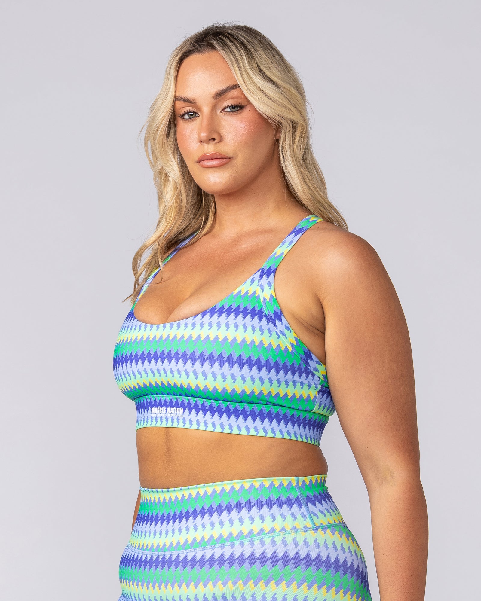 Rival Bra - Blue Fiesta Print-Sports Bras-XS-062503BLFP-XS-MNAPPRL42972-2-Muscle Nation
