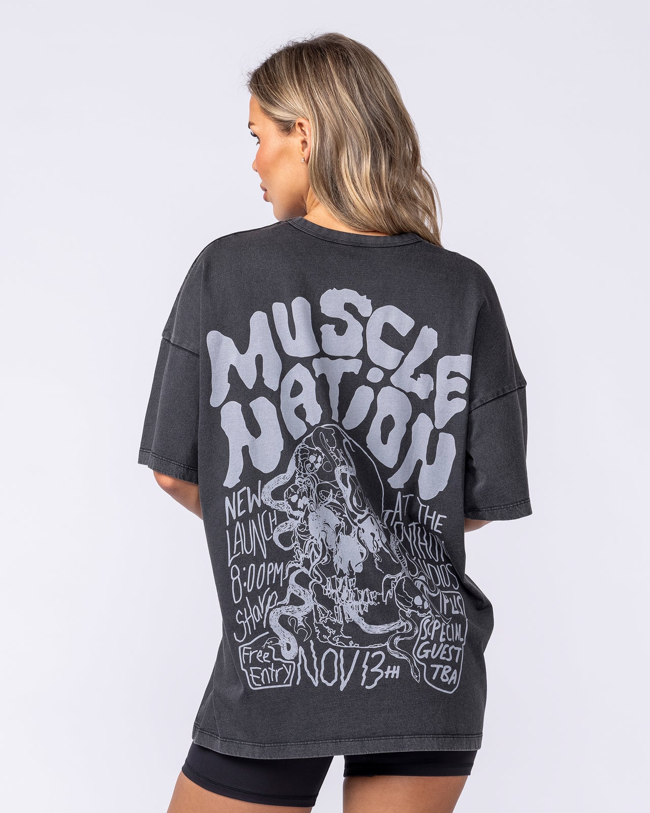 Rock On Oversized Tee - Washed Black