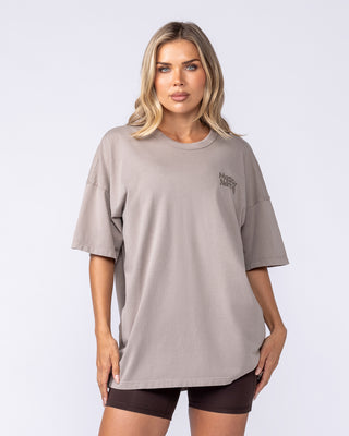 Rock On Oversized Tee Washed Oat - Muscle Nation women's gym tee, view 2